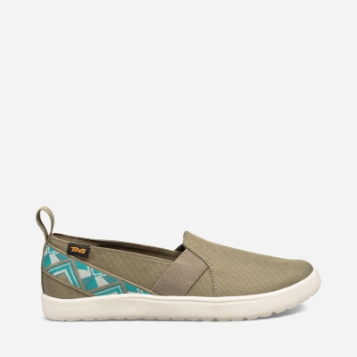 Teva Voya Slip On - Women's Teva Slip Ons - Olive | India (RHIM08967)